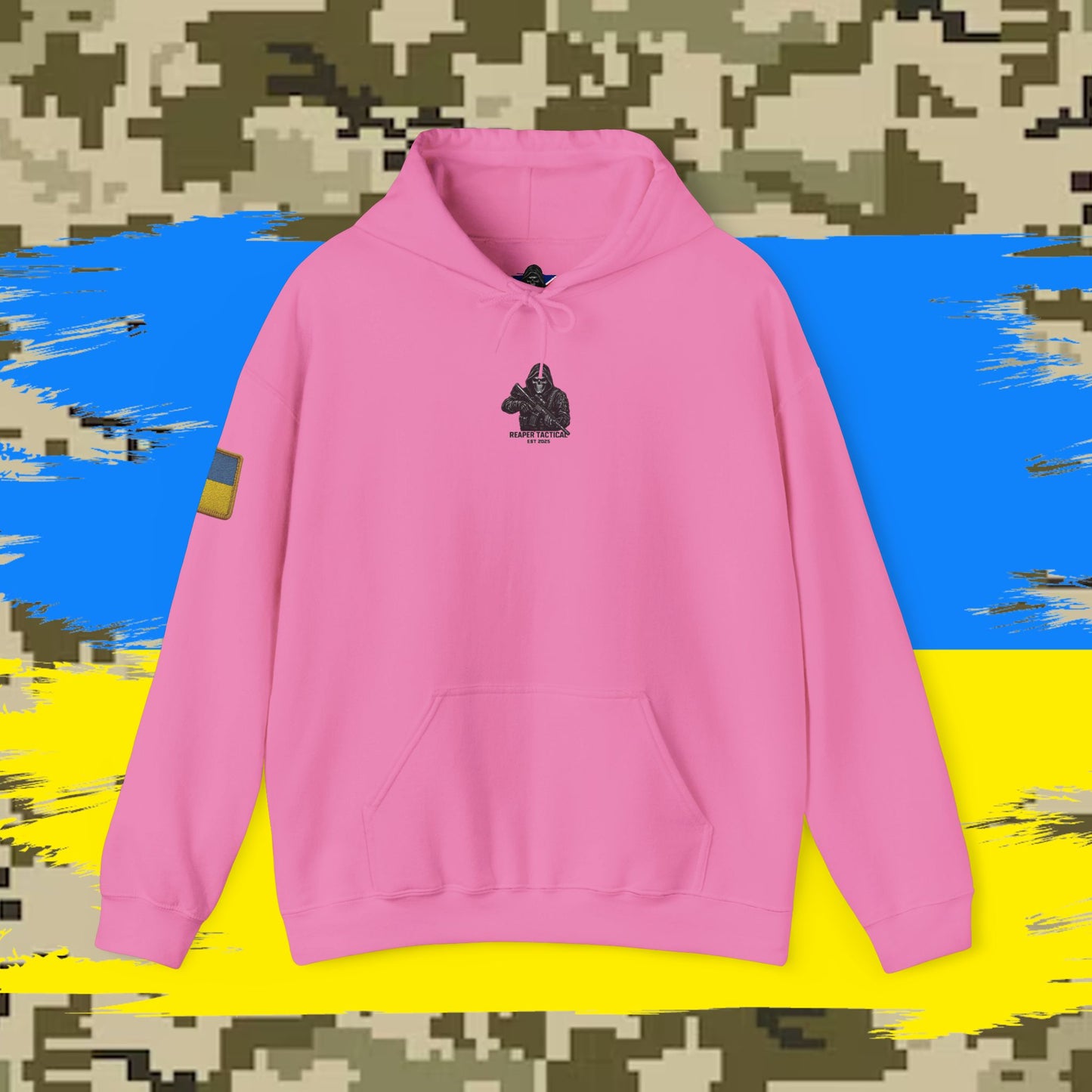Reaper Tactical - Patriotic warrior (Ukraine) Hoodie, for the warfighter and operators.