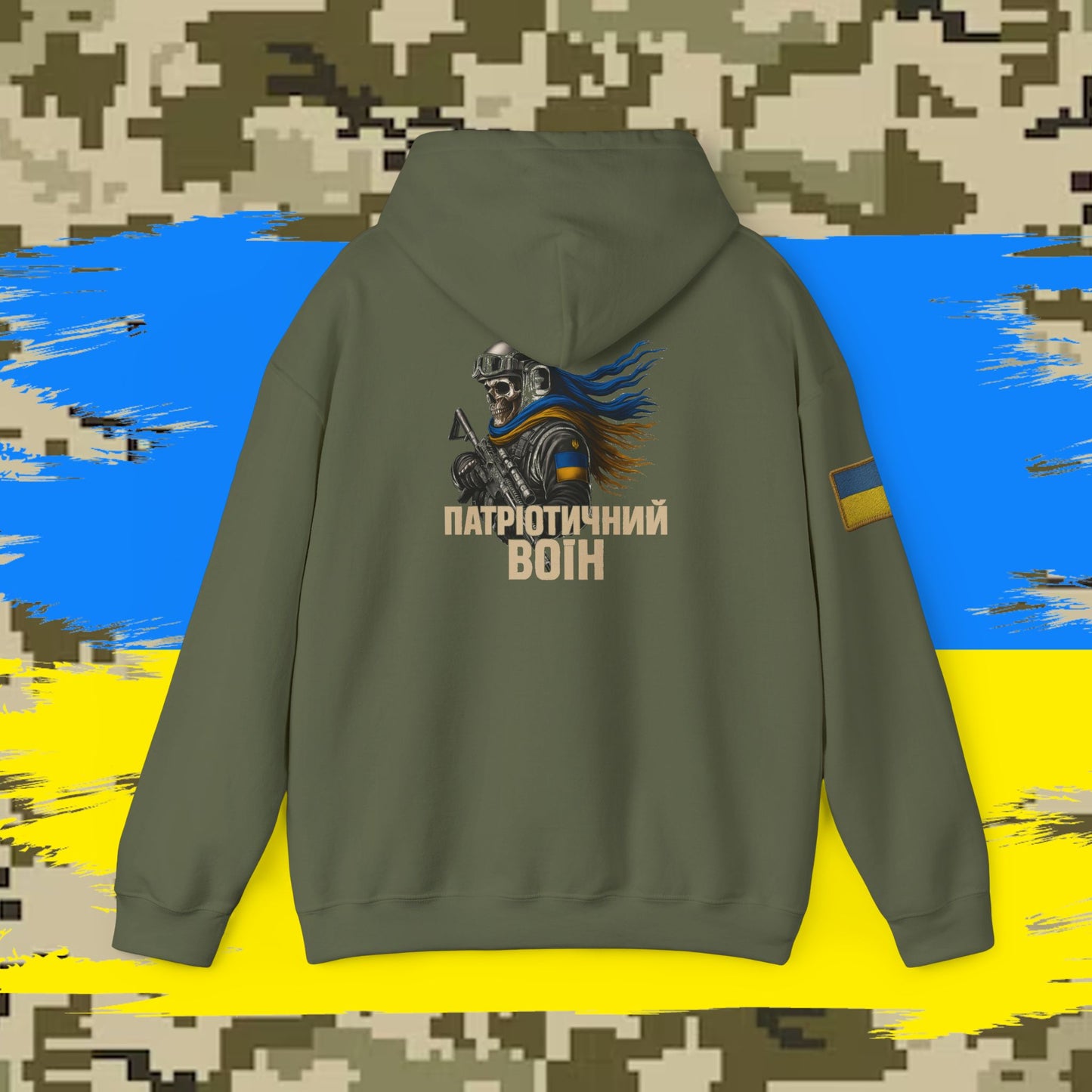 Reaper Tactical - Patriotic warrior (Ukraine) Hoodie, for the warfighter and operators.